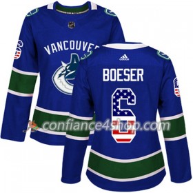 Adidas Maillot de Hockey Vancouver Canucks Brock Boeser 6 2017-2018 Bleu USA Flag Fashion Authentic - Femme
